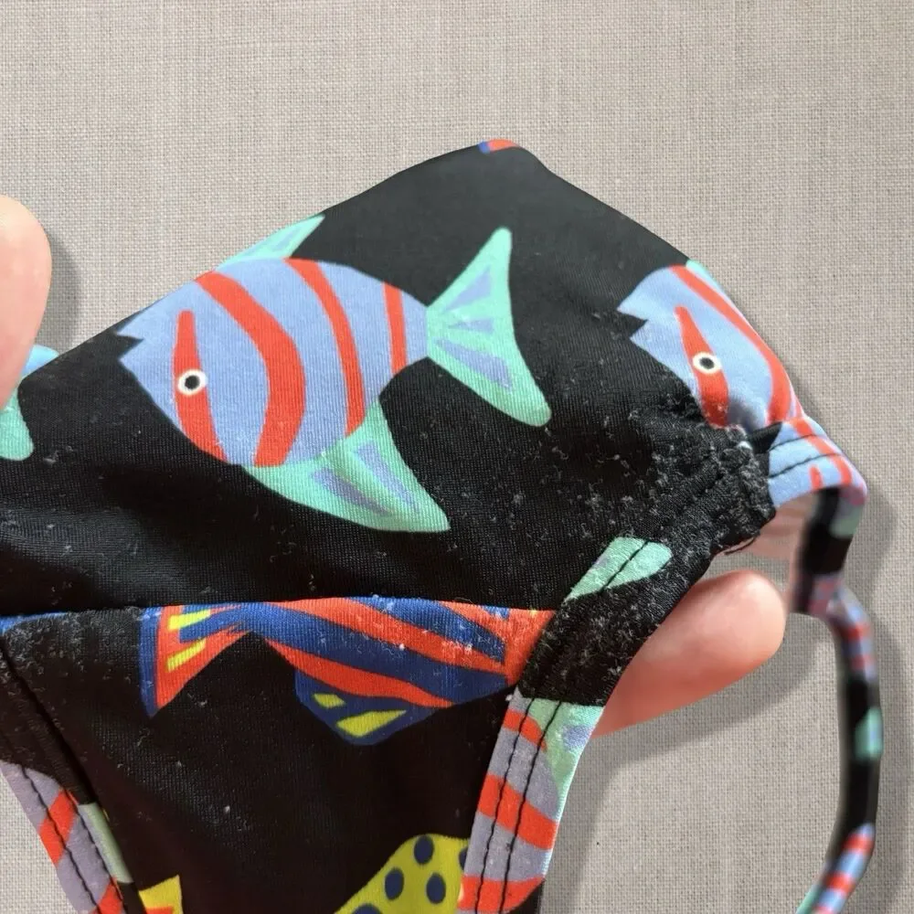 Hanna Andersson Tropical Fish On Black Printed Easy 1 Pc Swimsuit Size 12